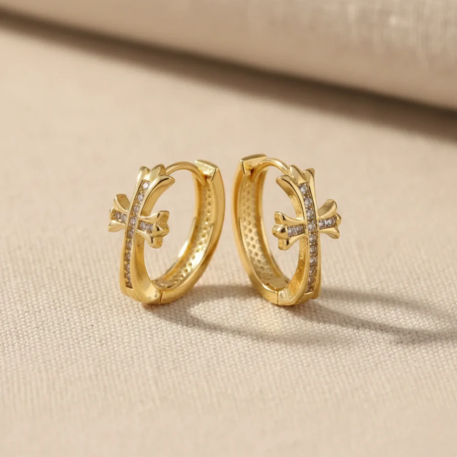 Cross Charm Hoops - Image 3