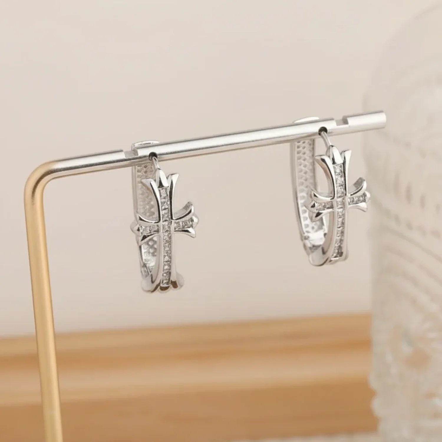 Cross Charm Hoops - Image 4