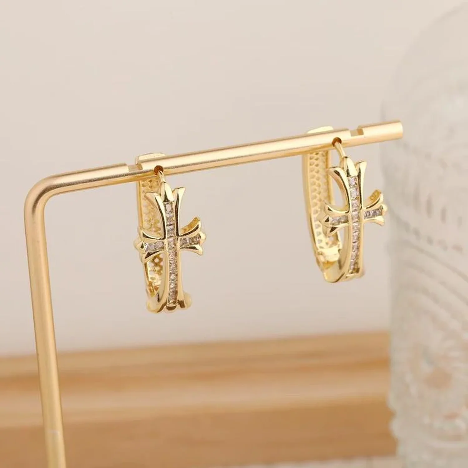 Cross Charm Hoops - Image 5