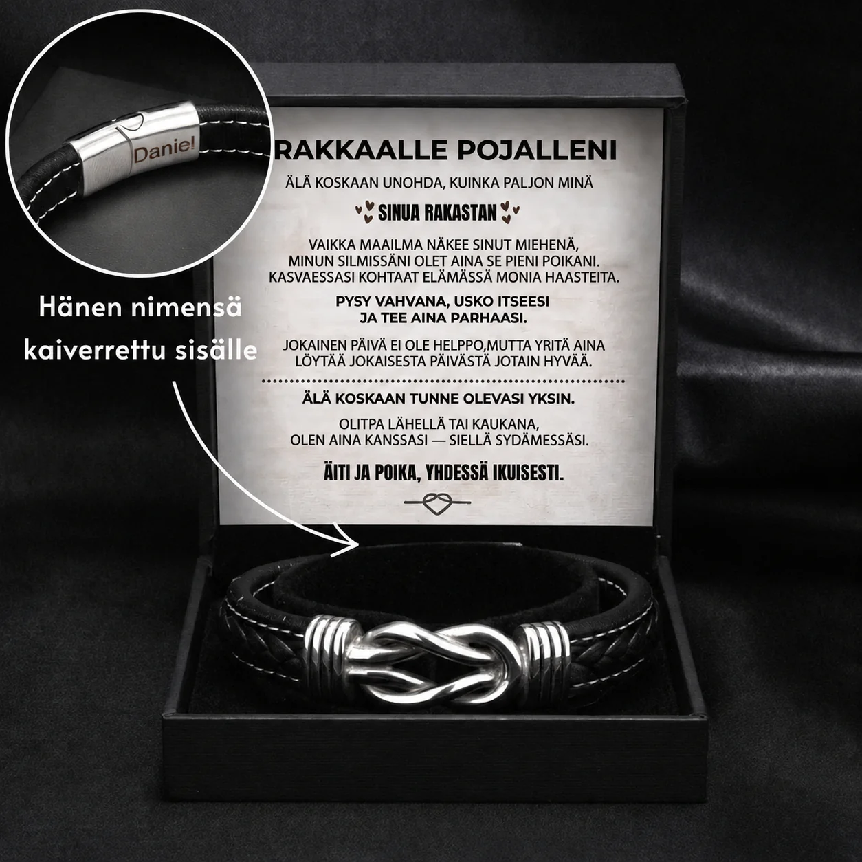 Kaiverrettu Rannekoru Pojalleni